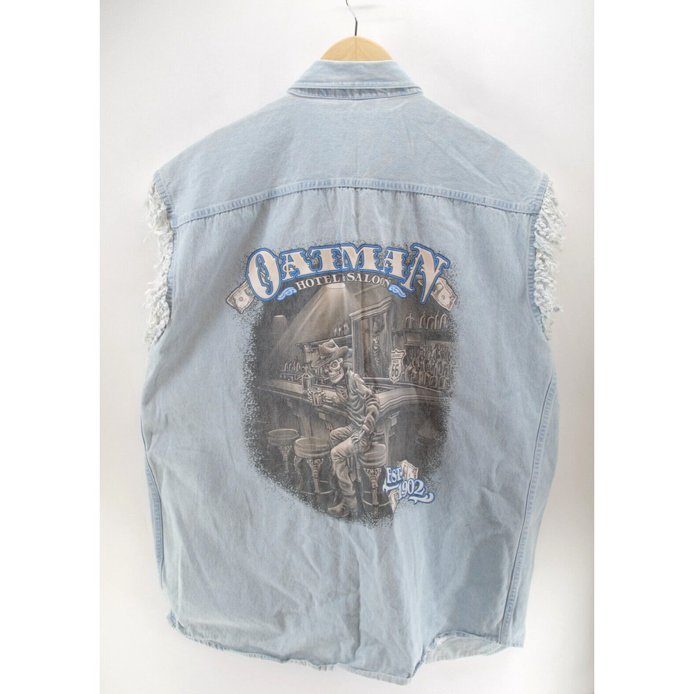 Denim Sleeveless Shirt Motorcycle American Biker Image XL 100% Cotton Biker‎
